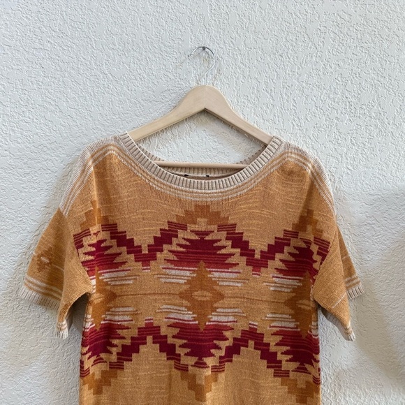 Pendleton Southwestern Top Pullover Cotton Knit Aztec Boho Relaxed Medium - Picture 4 of 9